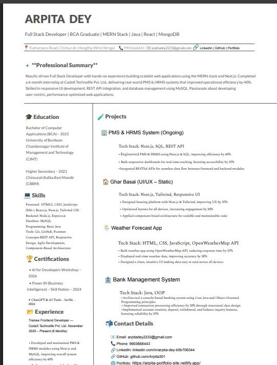 Resume preview